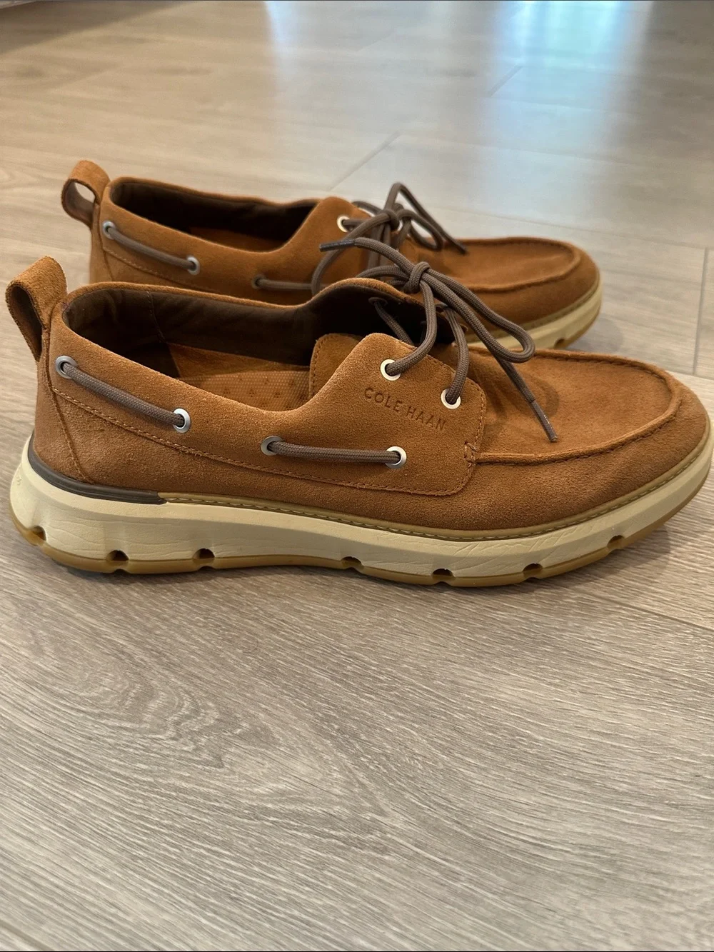 Men's Cole Haan Casual Suede Lace-Up Shoes in Chestnut Brown, size 10.5